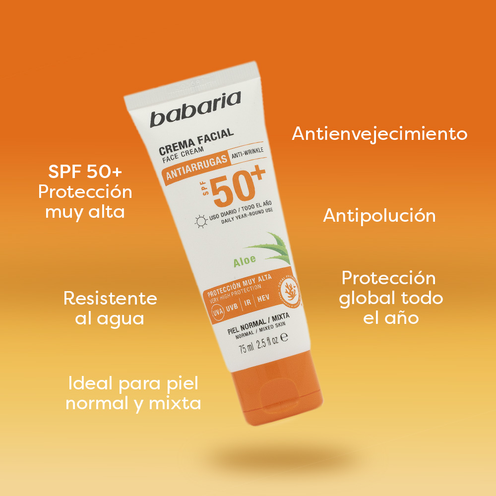 Crema Facial Solar Antiarrugas SPF50+