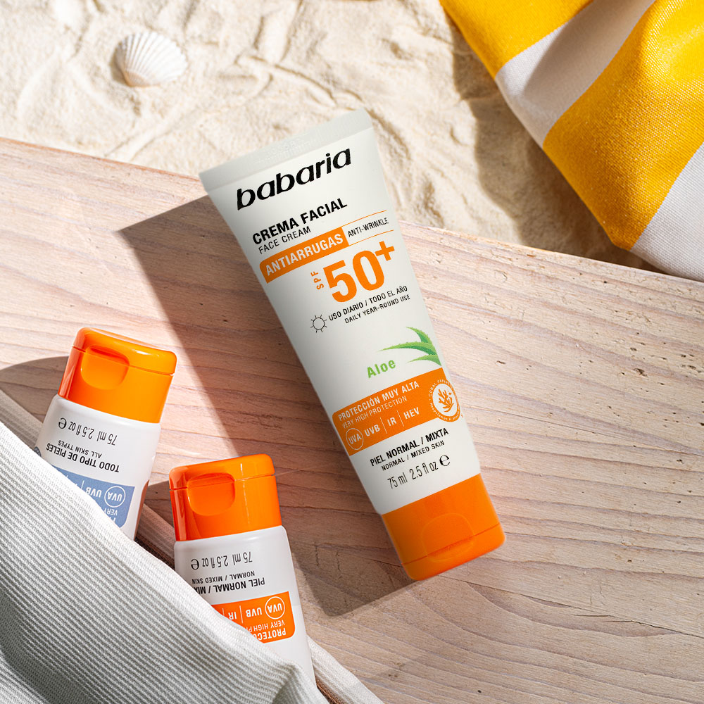 Crema Facial Solar Antiarrugas SPF50+