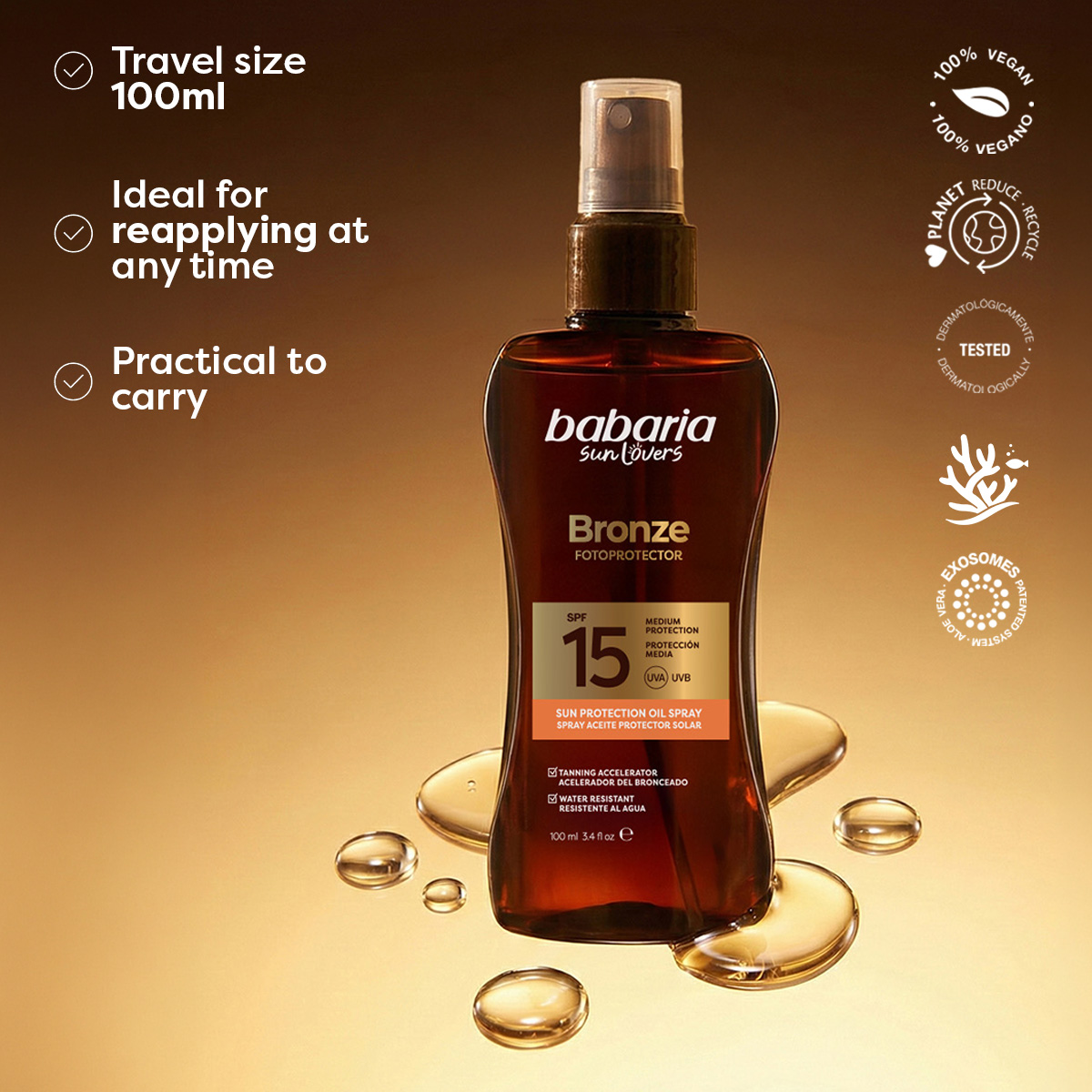 Bronze Tanning Oil Spray SPF 15 – 100ml