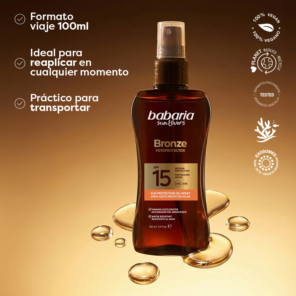 Aceite Spray Protector Bronze SPF15 100ml